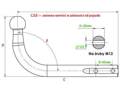 DOBIERANA INDYWIDUALNIE odkręcana kula haka holowniczego